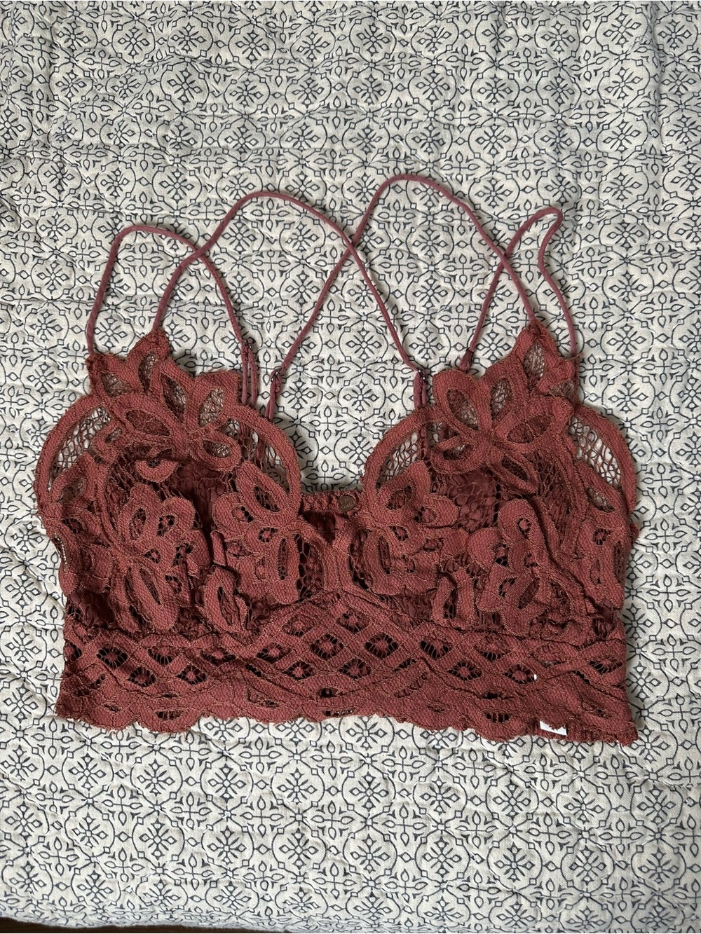 Free People Lace Bralette Crop Top - Rust